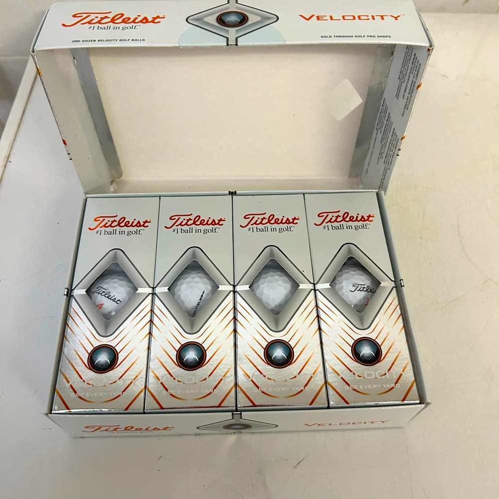 Box of Titleist golf balls velocity